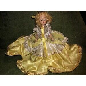 1940's Doll with Dress Nancy Lee Yellow Handmade Beautiful Dress Blonde